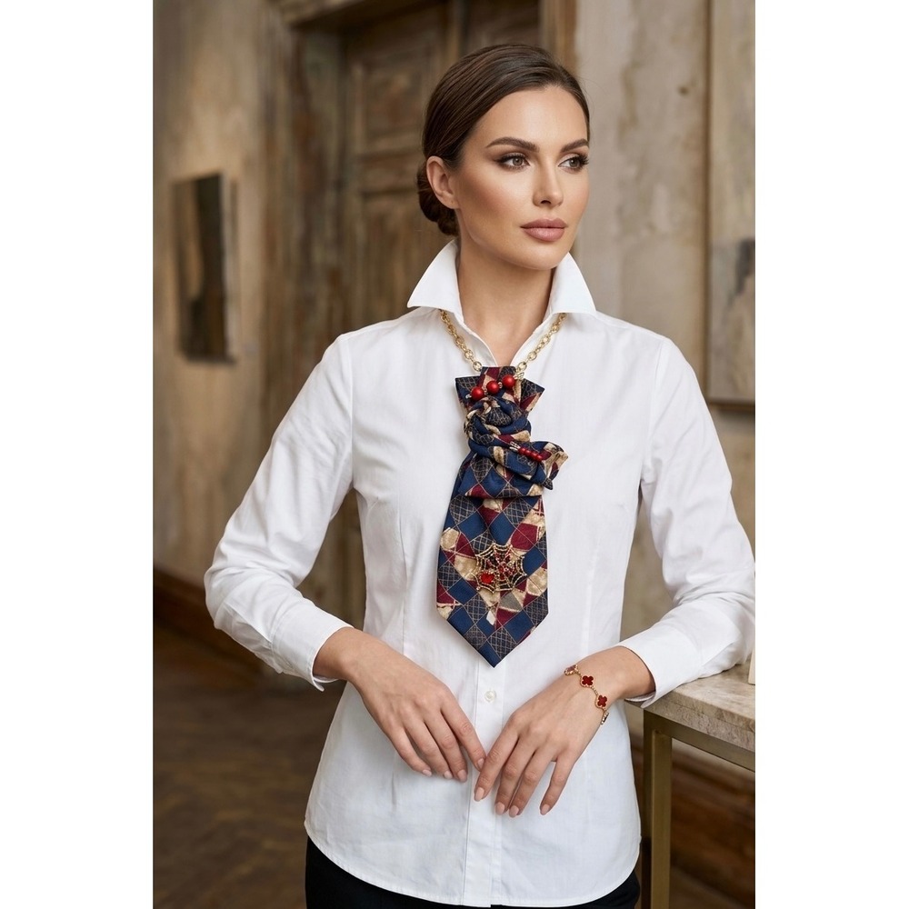 Bolgheri Silk Tie Statement Necklace & Red Clover Bracelet Set Dark Academia